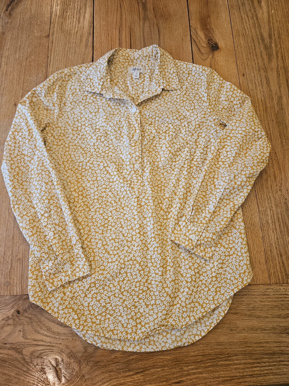 Style & Co. Yellow Floral Button-Down Blouse